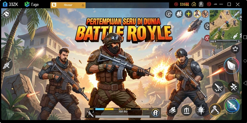 Screenshot dari gameplay Battle Royale yang seru di 33ZK.
