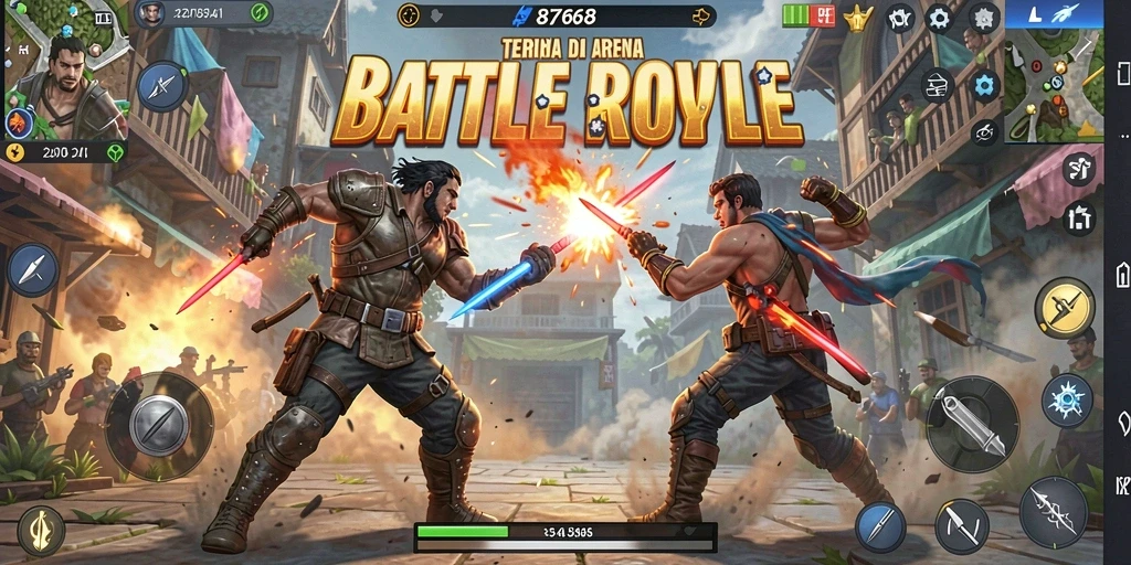 Gameplay intens dan seru dari Battle Royale 8768.