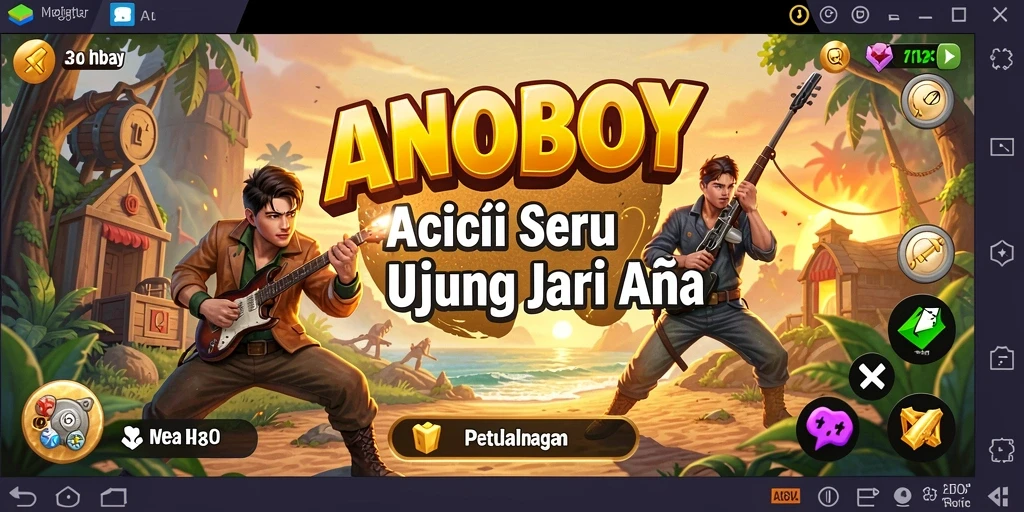 Screenshot ANOBOY menunjukkan aksi seru dalam pertarungan karakter.