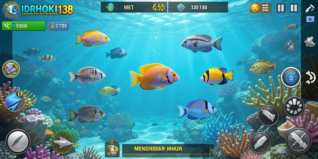 Screenshot gameplay Tembak Ikan dengan aksi menangkap ikan yang mendebarkan.