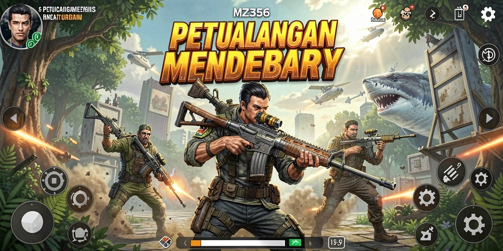 Tangkapan layar gameplay MZ356 menunjukkan aksi yang mendebarkan dan karakter yang berani.
