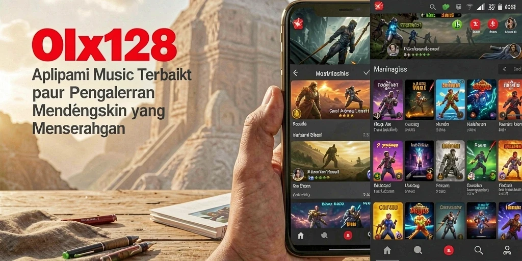 Screenshot OLX128 yang menunjukkan antarmuka pengguna saat mendengarkan musik.
