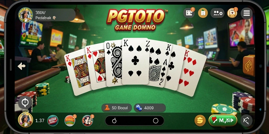 Screenshot gameplay PGTOTO menampilkan suasana seru permainan Domino.
