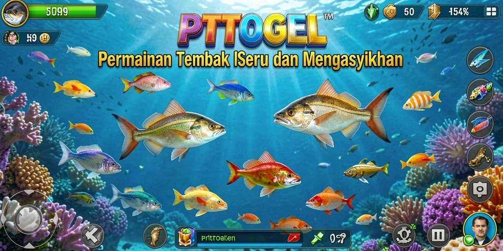 Screenshot menampilkan keseruan gameplay Tembak Ikan PTTOGEL.
