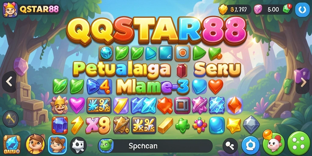 Screenshot utama QQSTAR88 menunjukkan gameplay menarik dari game Match-3.