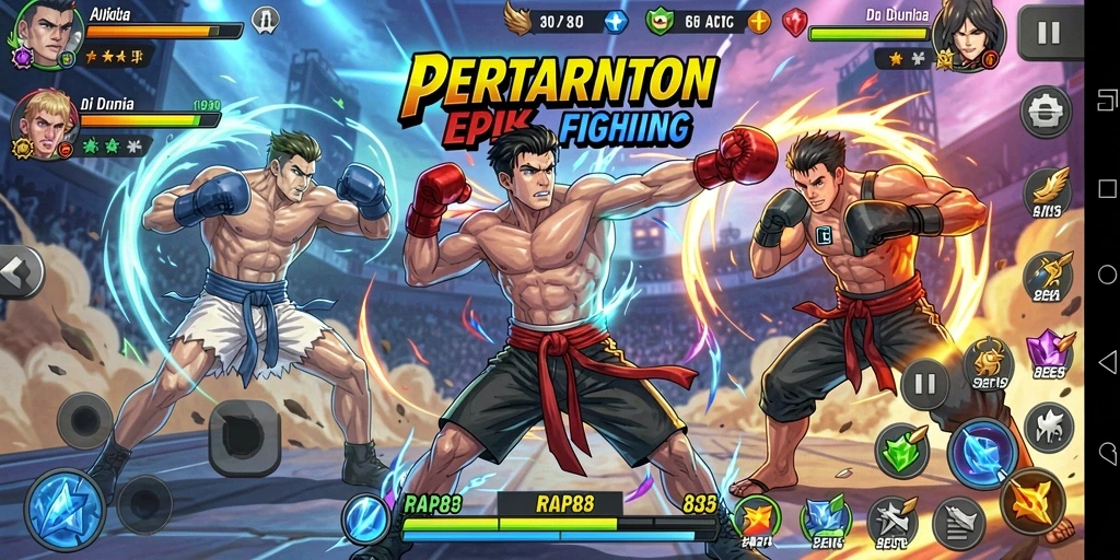 Tampilan gameplay RAP89 dengan aksi pertarungan yang sengit dan karakter unik.