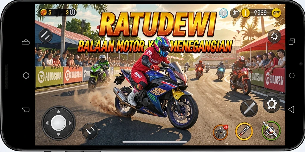 Gameplay balapan motor yang mendebarkan di RATUDEWI.
