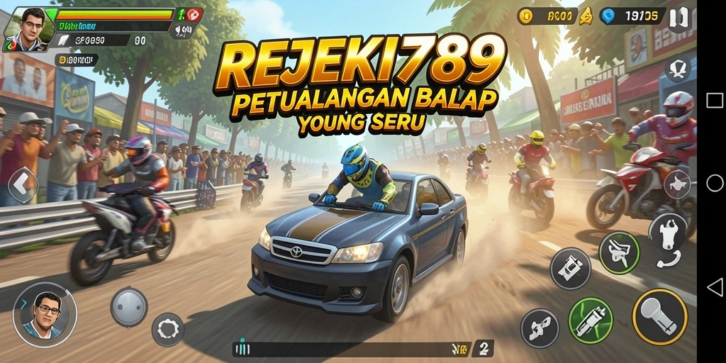 Tampilan gameplay balapan yang seru dan mendebarkan di REJEKI789.