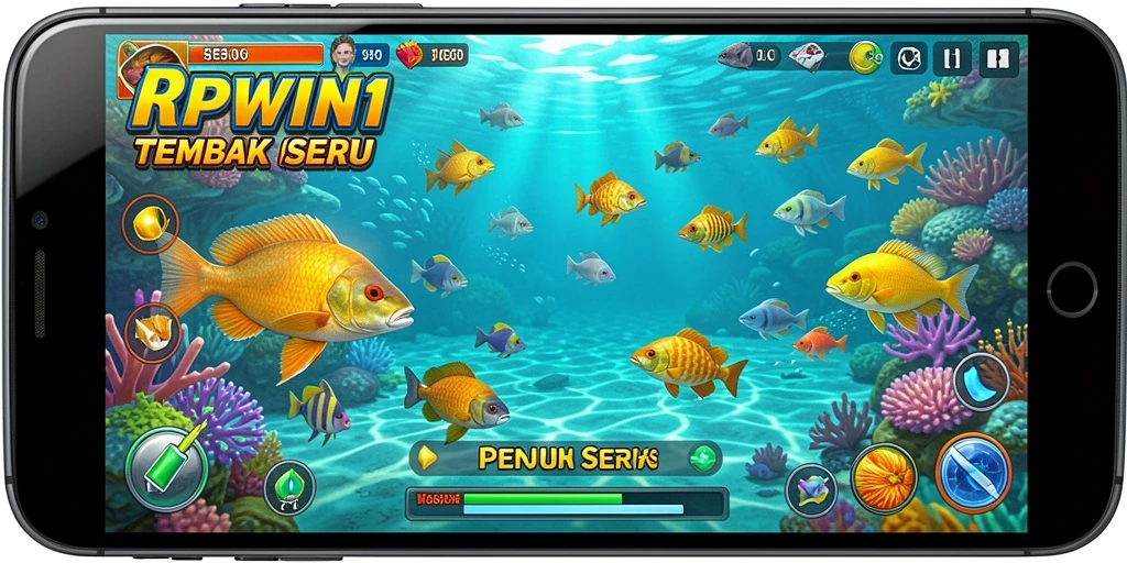 Screenshot menunjukkan pemain menangkap ikan besar dalam RPWIN1.