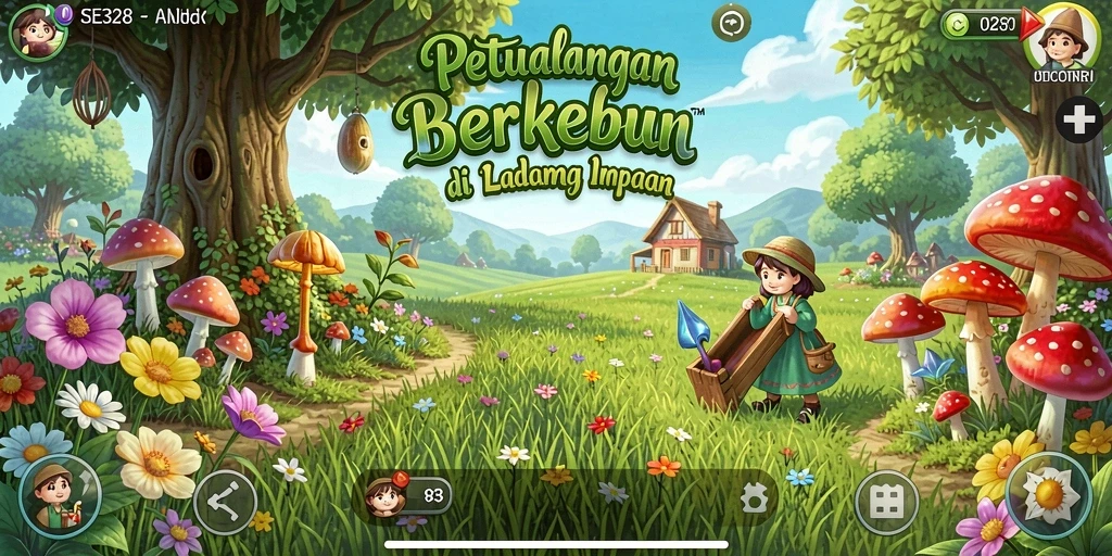 Tampilan gameplay SE328 yang menggambarkan suasana ladang yang indah.