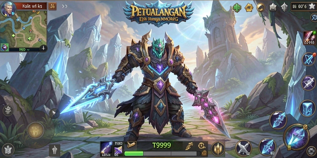 Screenshot gameplay T9999 menampilkan aksi seru di dunia MMORPG.
