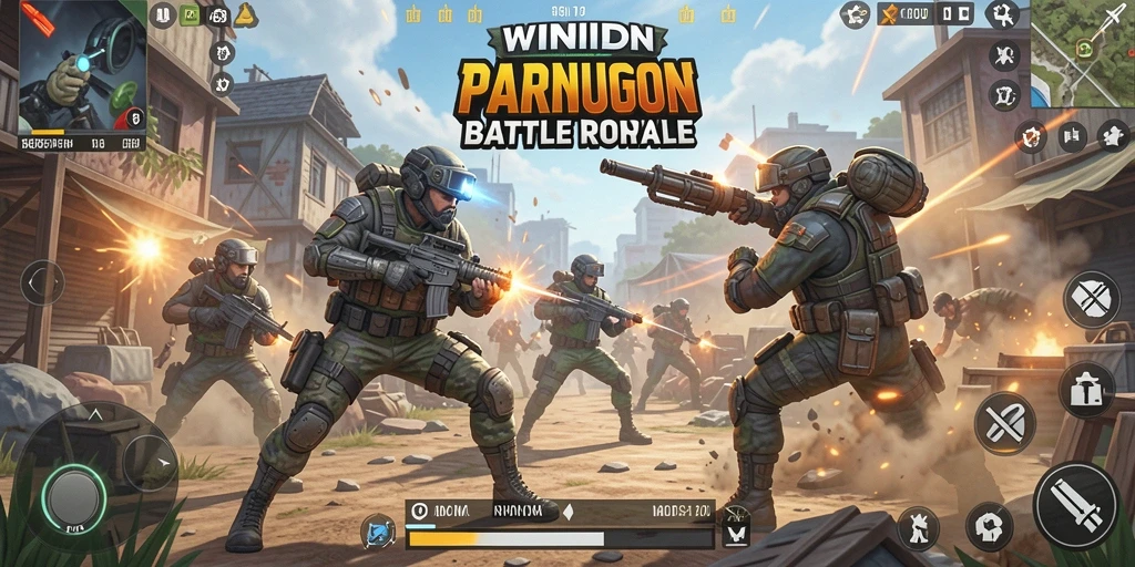 Tampilan gameplay seru dari WINIDN dalam pertempuran Battle Royale.