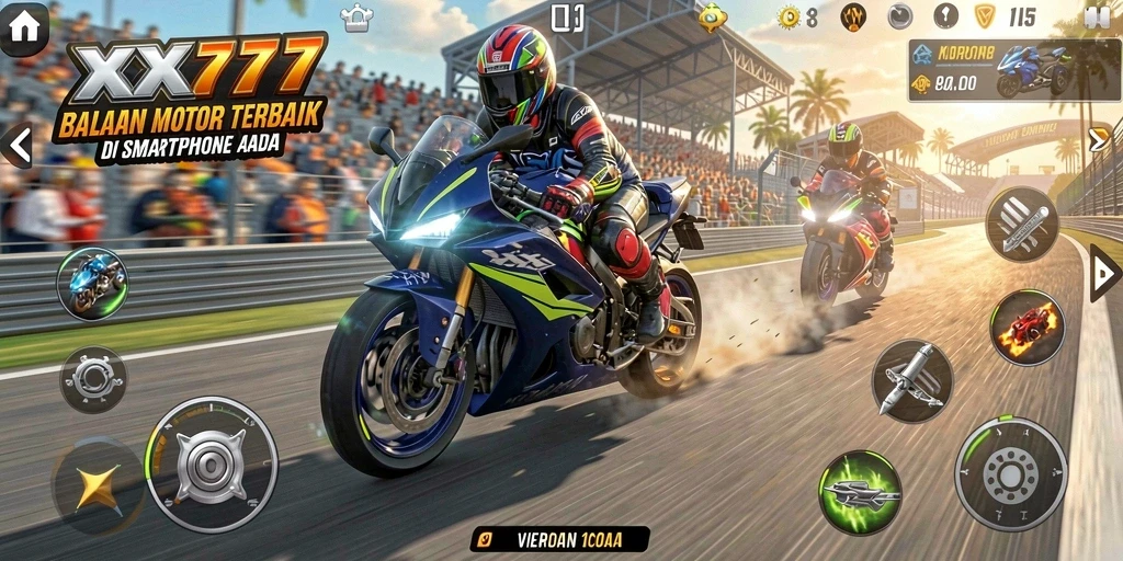 Gameplay mendebarkan dalam balapan motor yang menantang.